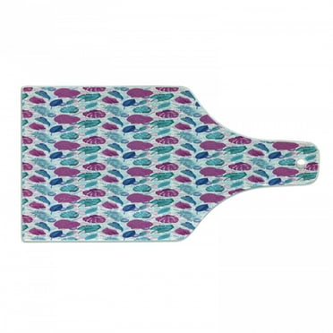 Blue and Pink Cutting Board, Tropical Pattern with Abstract Vivid Leaves on Pastel Rounds, Decorative Tempered Glass Cutting and Serving Board, in 3 Sizes, by Ambesonne