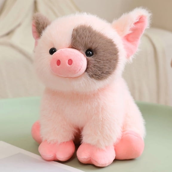 Soft Fluffy Pink Pig Plush Toy, Cute Spotted Stuffed Animal, Cozy Cuddle Gift & Home Decor for Kids
