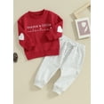 thumbnail image 2 of Suealasg Toddler Boy Valentine's Day Outfits Set 6M 1T 2T 3T Infant Boy Long Sleeve Letter Print Sweatshirt Long Pants Set 2PCS Casual Spring Clothing for Infant Boy, 2 of 8