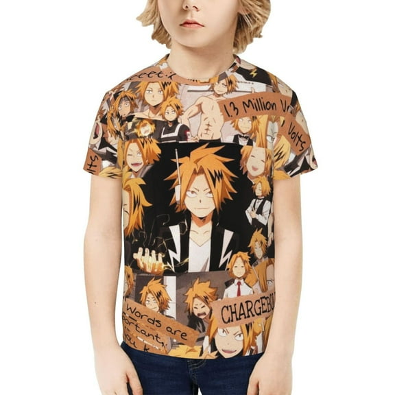 My Hero Academia Denki Kaminari Kids T-Shirt 3d Printed Graphic T-Shirts Boys And Girls Short Sleeve Shirts For Youth Kids X-Small