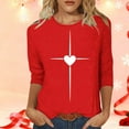 thumbnail image 2 of Kukoosong Valentines Shirts for Women Love Heart Grahic Print Valentine T Shirts Summer Oversized 3/4 Sleeve Crewneck Tee Shirts, 2 of 6