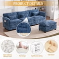 thumbnail image 4 of Villeston 112" Oversized L Shaped Sectional Sofa for Living Room, Modern Chenille Comfy Boucle Sleeper with Movable Storage Ottoman, Phone Holder, USB Charging Port,Navy Blue, 4 of 9