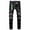 Black, variant on Jeans for Men Men's Vintage Washed Print Holes Jeans Splice Casual Breathable Denim Trousers Jeans De Travail Homme Black 48