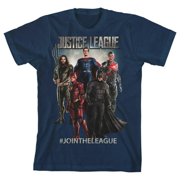 Justice League Movie Join the League Boy's Navy T-shirt-Large
