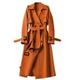 thumbnail image 1 of Winter Coats for Women Solid Button Pockets Turndown Collar Bandage Windbreaker Double Breasted, 1 of 6