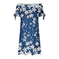 thumbnail image 4 of LOVZFMLL Robe d'Été Mode pour Femme Aguichant à Épaules Dénudées à Manches Courtes Imprimée avec Poches Bleu 2TG, 4 of 5