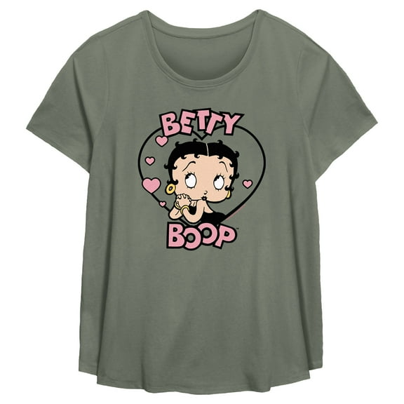 Women's Betty Boop Pink Hearts Betty Graphic T-Shirt