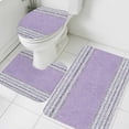 thumbnail image 3 of Purple Silver Stripes Bath Mat 3 Piece Bathroom Rug Set, Modern Ombre Abstract Aesthetic Non Slip Bath Rug Contour Mat and Toilet Lid Cover, Absorbent Shower Mats Soft Bath Rugs and Mats Sets, 3 of 8