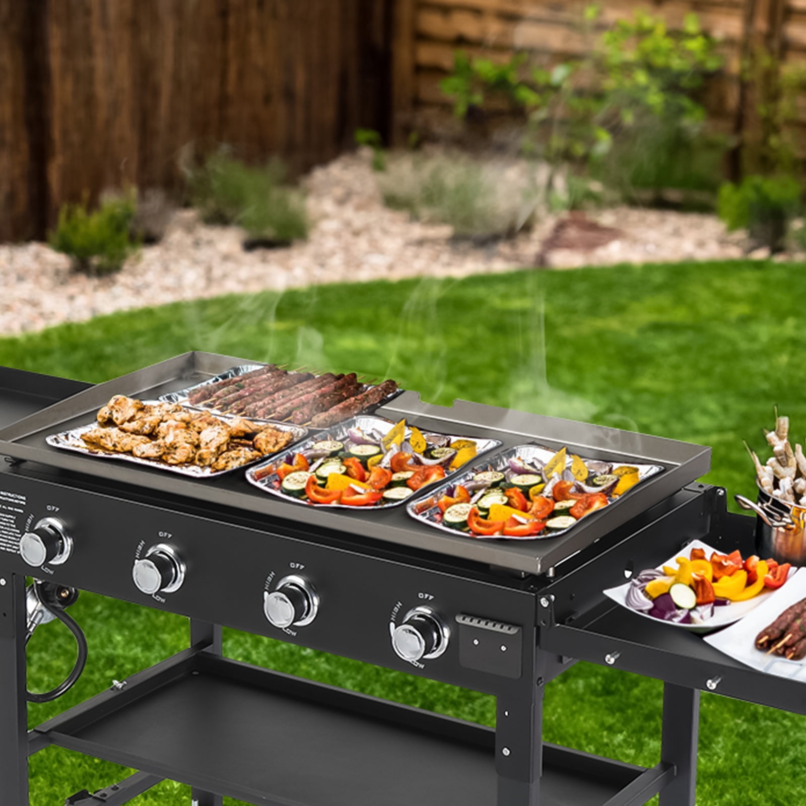 UBesGoo Griddle Flat Top Grills Propane Griddle Cart for Outdoor Cooking