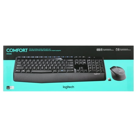 Logitech - MK345 Wireless Ergonomic Membrane Keyboard and Mouse Bundle for PC - Black/blue