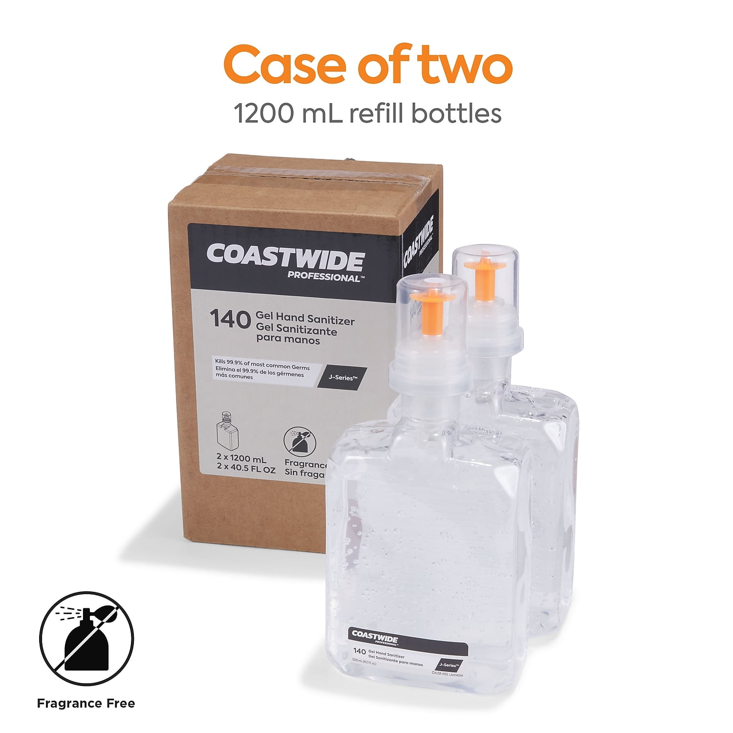 COASTWIDE 70% Alcohol Gel Hand Sanitizer Refill for J-Series 1200 mL 2/Carton CWJSR-HSG