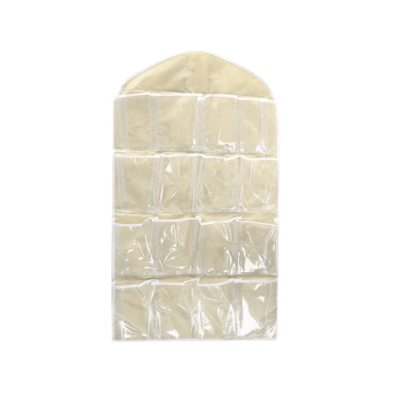 16 Pockets Large Clear Pockets Over The Door Hanging Shoe Organizer, Hanging Shoe Shelves, Blue (29" x 15.7")
