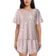 thumbnail image 1 of Fotbe Rose Gold Abstract Spots 1 Conjunto de Pijama Estampado para Mujer, 2 Piezas, Ropa de Dormir con Camiseta de Manga Corta y Shorts Suaves-Small, 1 of 6