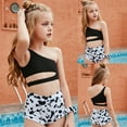 thumbnail image 2 of Fesfesfes Teen Girls Holiday Cute Bikini Sets Children Girls Swimwear One Shoulder Split Two Piece Swimsuit Swim Pool Beach Wear Skinny Bathing Suit 6-12 Years, 2 of 9