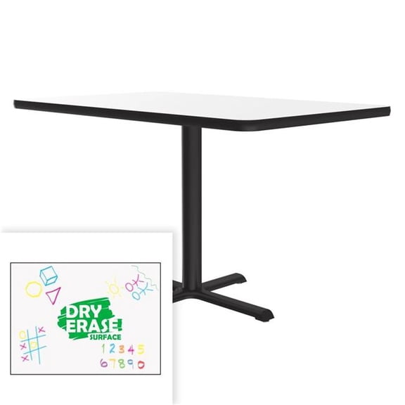 Correll SCT3048DE-80-98-45 30 x 48 in. Cross Base Dry Erase High Pressure Laminate Cafe & Breakroom Table with Stamped Steel Base - Frosty White