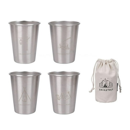 

4 Pack Stainless Steel Wine Glasses Red and White Wine Outdoor Camping Wine Set.Silver