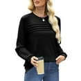 thumbnail image 3 of UVN Sweatshirts for Women Casual Long Sleeve Shirts Loose Fit Pleated Front Crewneck Tunic Tops, 3 of 8