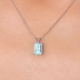 thumbnail image 3 of Gem Stone King 14K White Gold Sky Blue Topaz Pendant Necklace for Women | 2.66 Cttw | Gemstone November Birthstone | Emerald Cut 9X7MM | With 18 inch Chain, 3 of 6