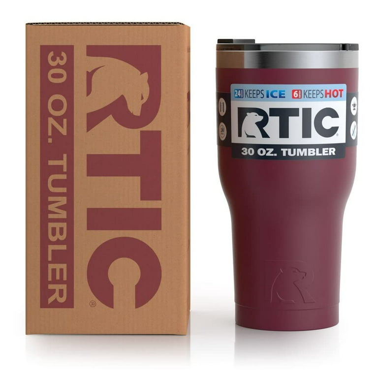 RTIC 30 oz Insulated Tumbler Stainless Steel Coffee Travel Mug with Lid,  Spill Proof, Hot Beverage and Cold, Portable Thermal Cup for Car, Camping,  Maroon 