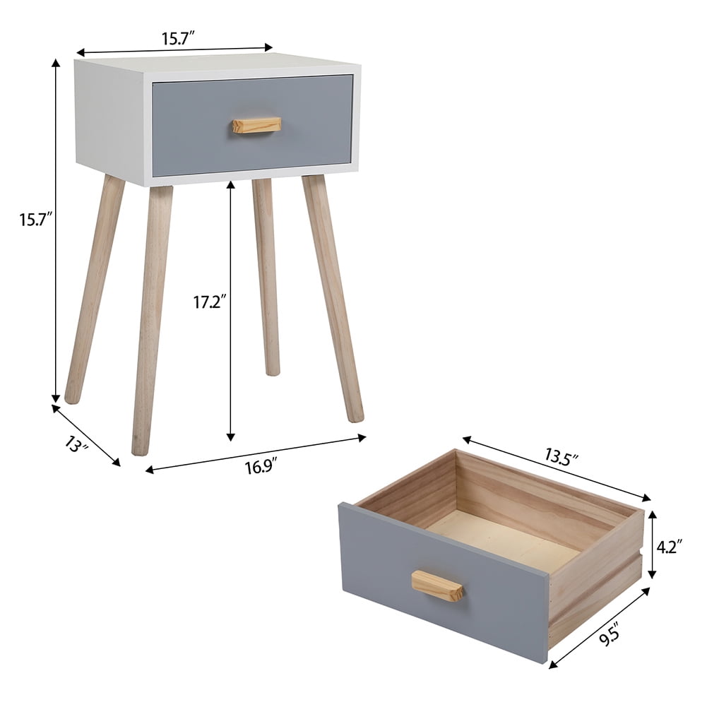 Kadyn Set of 2 Bedside Cupboard, Wooden Bedside Table, End Table for Living Room, Bedroom and Office, Dusty Blue+White Kadyn Set of 2 Bedside Cupboard, Wooden Bedside Table, End Table for Living Room, Bedroom and Office, Dusty Blue+White