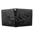 thumbnail image 2 of Men Real Leather Vintage Dragon Wallet Card Holder Purse With Chain Black, 2 of 6