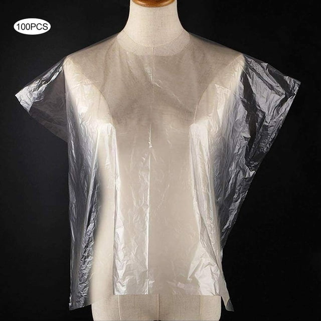 100 Uds Capa de Peluquero Desechable Chal para Tinte de Cabello Corte de Pelo de Peluquería en Casa, Delantales de Capa Desechables