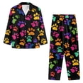 thumbnail image 5 of Garronmavis Dog Paws Women's Sleepwear 2-Piece Pajama Set Long Sleeve Button Front Shirt & Stretchy Pants V-Neck Design Comfortable & Stylish Nightwear for Ladies, 5 of 7
