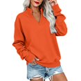thumbnail image 4 of Womens Fuzzy Fleece Sweatshirt Fleece Plus Size V Neck Long Sleeve Tops Loose Fit Comfort Pullover Trendy Classic Shirts XS-5XL jackets for women Orange XL, 4 of 9