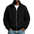 thumbnail image 2 of WIZUTIZ Men's Solid Color High Neck Zip Up Sweatshirt Long Sleeve Casual Pullover Top, 2 of 7