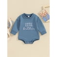 thumbnail image 2 of FEORJGP Infant Baby Boy Rompers 3M 6M 12M 18M Newborn Long Sleeve Pullover Jumpsuit Letter Embroidery Round Neck Bodysuits Loose Casual Playsuits Spring Fall, 2 of 8