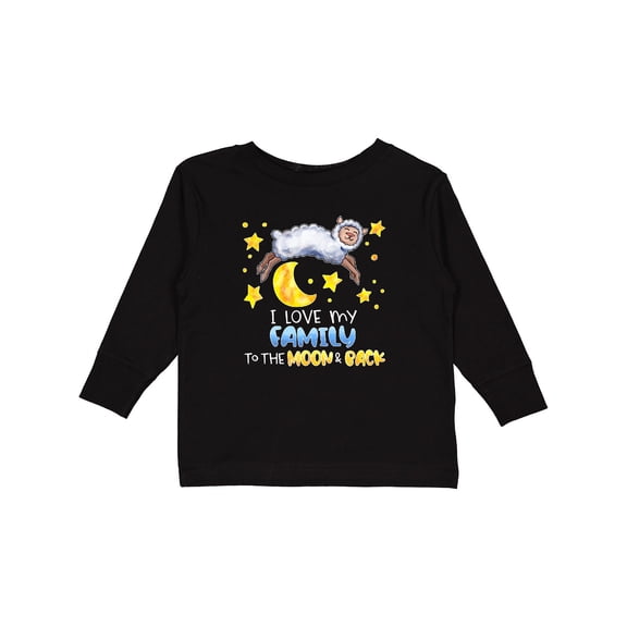 Inktastic I Love my Family to the Moon and Back Cute Sheep Boys or Girls Long Sleeve Toddler T-Shirt