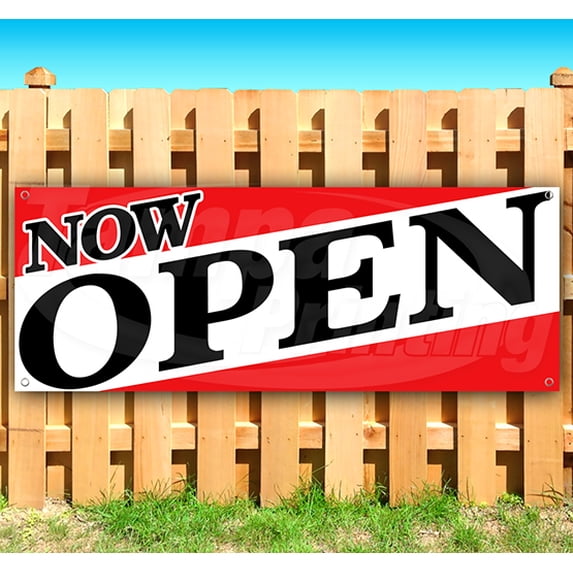 Now Open 13 oz Vinyl Banner With Metal Grommets