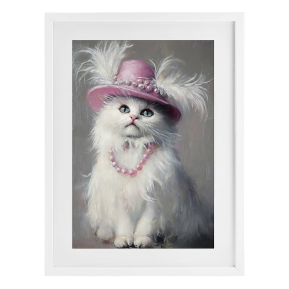 Stupell Industries Beautiful Brigitte Cat White Framed Print Under Glass, design by Tina LeCour