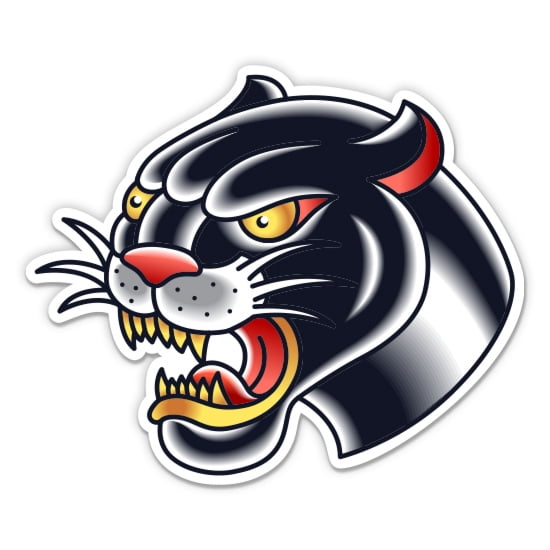Black Puma Classic Tatto Style - 3" Vinyl Sticker - For Car Laptop Water Bottle Phone - Waterproof Decal