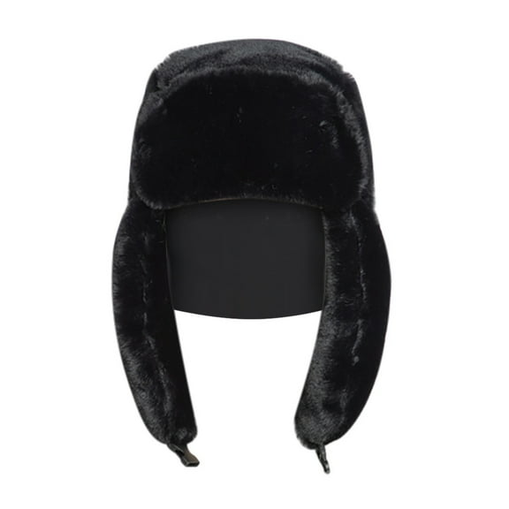 Clearance! Fdelink Trapper Hat Winter Hats Ladies Winter Plush Fake Thick Hat Ear Protectors Warm Plush Hat Black