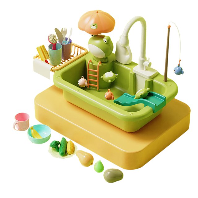 GUANGHONG Kids' Pretend Play Kitchen Set with Storage & Dishwashing/Vegetable Washing Accessories Rot 30 Cm