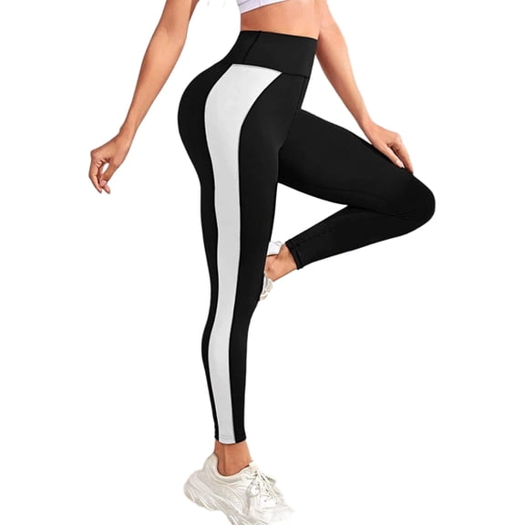 SOMER Women's Leggings Yoga Pants High Waisted Tummy Control Athletic Workout Color Blocking Pants XL