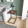 thumbnail image 4 of HOMCOM Sofa Side Table, Slim End Table, C-Shaped Snack Table with Metal Frame, Narrow TV Tray Table for Living room, Bedroom, Walnut, 4 of 10