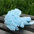 thumbnail image 3 of MesaSe Six Heads Foam Roses Silk Ribbon Bouquet Handmade Rhinestone Diamante Bridal Bridesmaid Brooch Wedding Decor  Royal Blue, 3 of 7