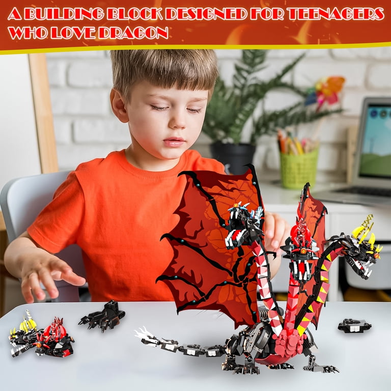 QOQ Fire Dragon Model Building Kit (994 Pcs) - Realistic Scales