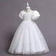 thumbnail image 4 of Vestido infantil Umfun de manga corta para niña, vestido de princesa con cola de flores, vestido formal de noche para baile, vestido de fiesta de cumpleaños elegante con mangas abullonadas, blanco,, 4 of 5