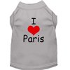 Pet Dog Cat Shirt Screen Printed, "I Love Paris"