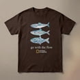 thumbnail image 4 of National Geographic t-shirt with three blue fish graphic and the words 'go with the flow', 4 of 6