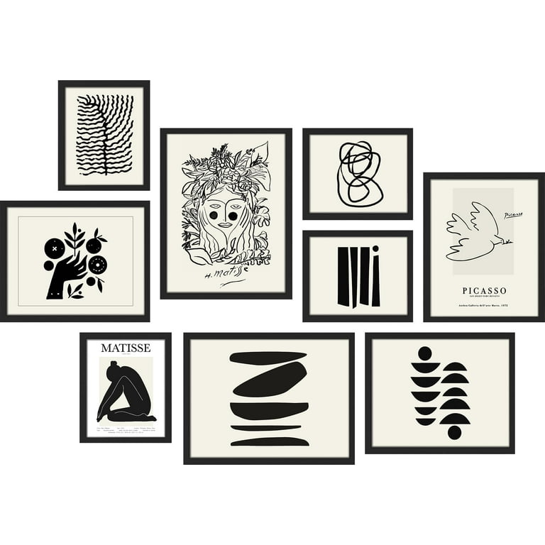 pixonsign-framed-canvas-print-wall-art-set-black-white-matisse-drawing-poster-modern-art-variety-geometric-collage-gallery-set-of-9-abstract-illustrations-wall-d-cor-for-home-black-walmart-com for Free Printable Black And White Abstract Art PixonSign Framed Canvas Print Wall Art Set - Black & White Matisse Drawing Poster Modern Art - Variety Geometric Collage Gallery Set of 9 Abstract Illustrations Wall Décor for Home - Black - Walmart.com for Free Printable Black And White Abstract Art