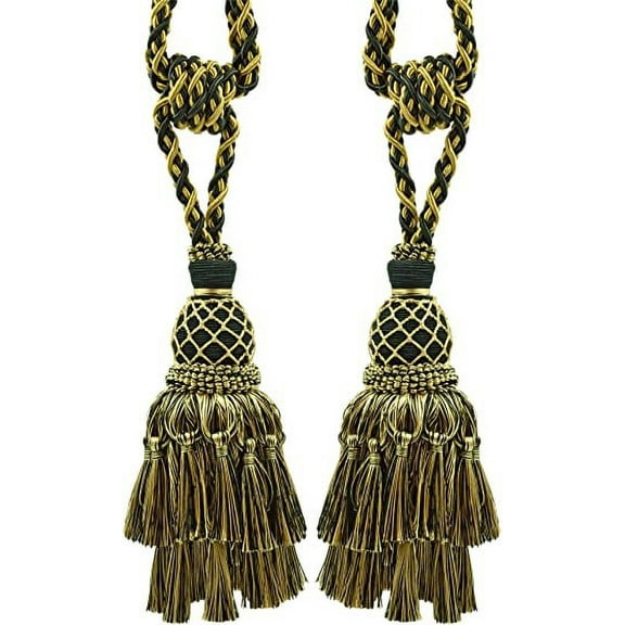 DECOPRO Lavish Large Curtain Tassel Tieback, Hand Crafted - Luxurious Drapery Accessory, Tassel Length 11" (27.5cm), Spread 34" (86cm) # TBIL1, #K9C4 Set of 2