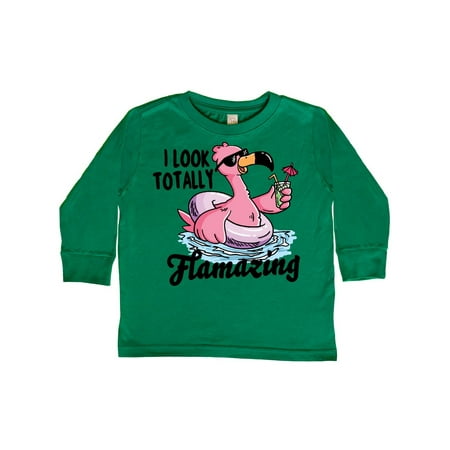 

Inktastic I Look Totally Flamazing with Flamingo in Sunglasses Gift Toddler Boy or Toddler Girl Long Sleeve T-Shirt