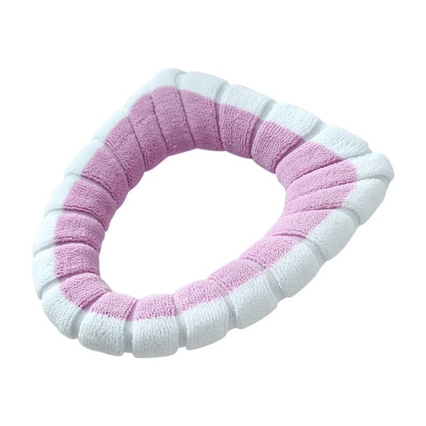 Cojín de inodoro de punto con contraste de color, asiento de inodoro cálido para invierno, cojín de inodoro para el hogar, asiento de inodoro