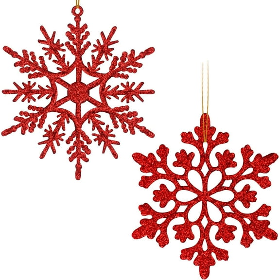 36 Pack Glitter Snowflake Ornaments, Plastic Christmas Glitter Snowflake Winter Wonderland Christmas Tree Decorations, 4 Inch