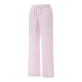 thumbnail image 4 of FAROOT Women Wide Leg Stripes Print Drawstring Low Rise Straight Leg Trousers Lounge Pants Pajama Pants, 4 of 10