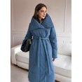 thumbnail image 6 of Women'S Long Quilted Cotton Coats Jackets Long Sleeve Stand Collar Padded Coats Jacket Outerwear with Pockets Blue S, 6 of 9